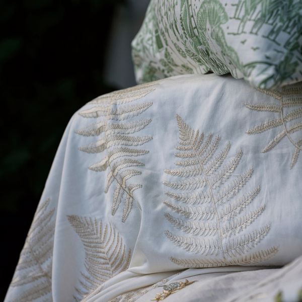 Fern Embroidery Ivory Fabric by Sanderson