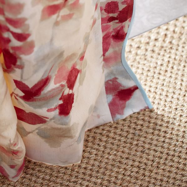 Delphiniums Coral Fabric by Sanderson
