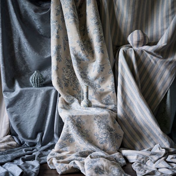 Lymington Damask Sky Blue Fabric by Sanderson