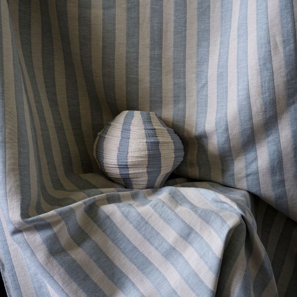 Sorilla Stripe Delft/Linen Fabric by Sanderson