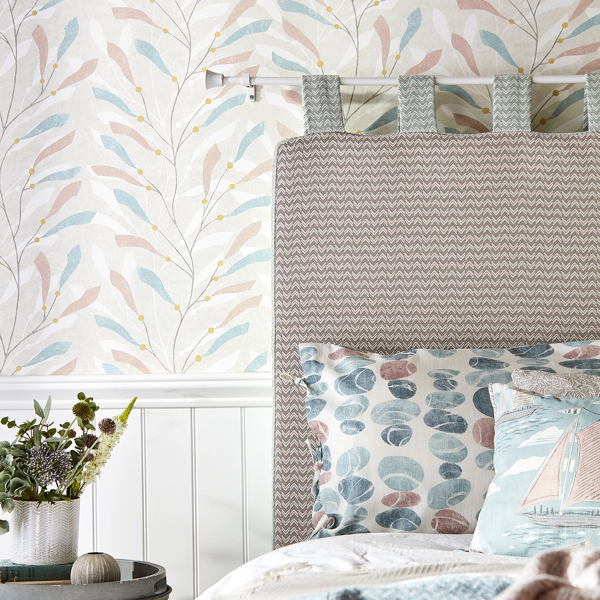 Stacking Pebbles Sky/Blush Fabric by Sanderson