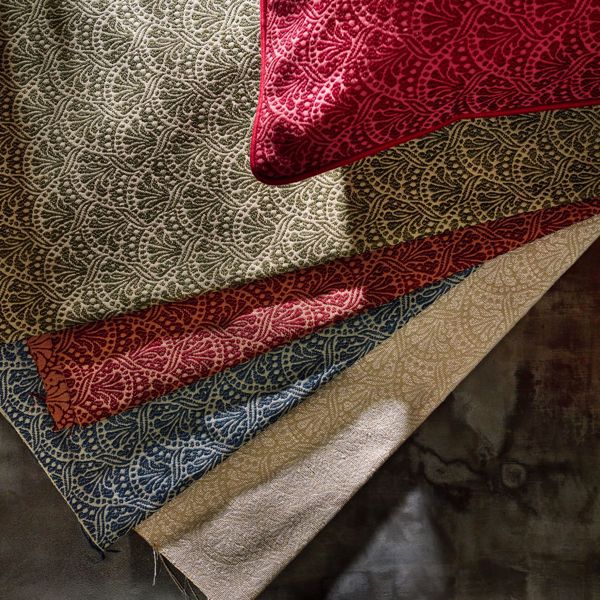 Tudor Damask Indigo Fabric by Zoffany