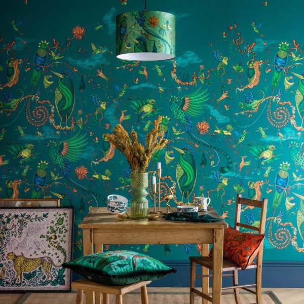 Cloud Forest Teal Wallpaper by Clarke & Clarke