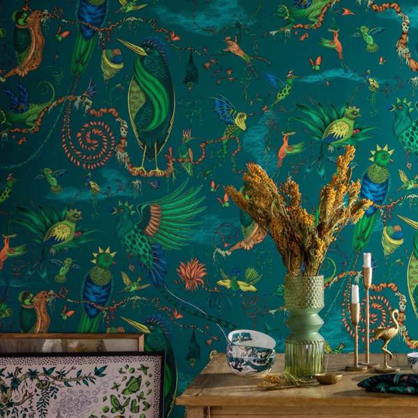 Cloud Forest Teal Wallpaper by Clarke & Clarke