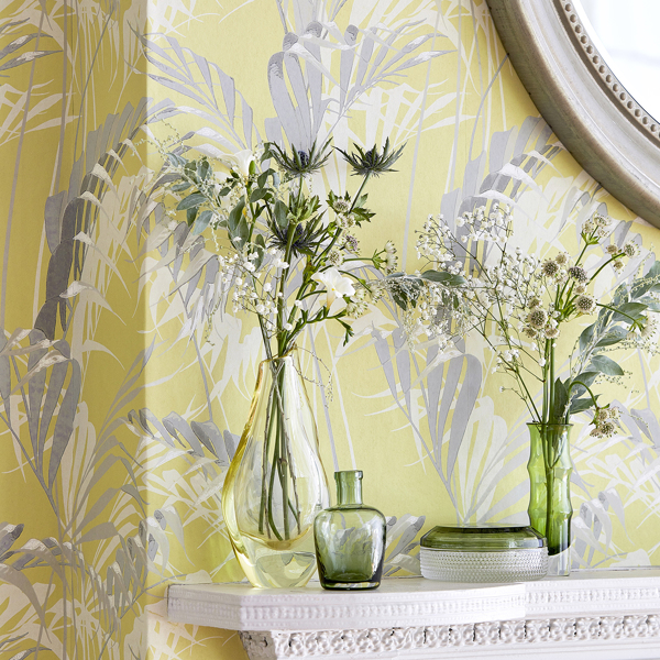Palm House Teal/Gold Wallpaper by Sanderson