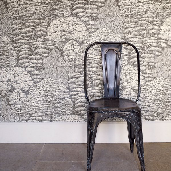 Woodland Toile Ivory/Charcoal Wallpaper by Sanderson