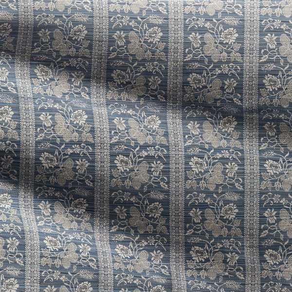 Filigree Bellagio Stripe Blue Stone Fabric by Zoffany
