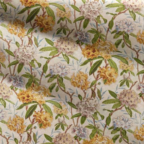 Azalea Path Primrose/Evergreen Fabric by Zoffany