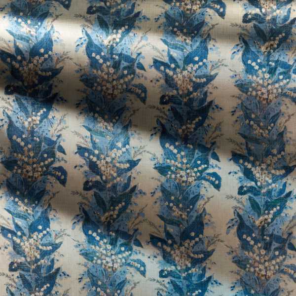 Lily Stripe Chalk/Blue Stone Fabric by Zoffany