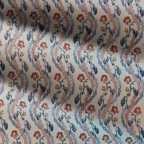 Winter Garden Indigo/Red Fabric by Zoffany