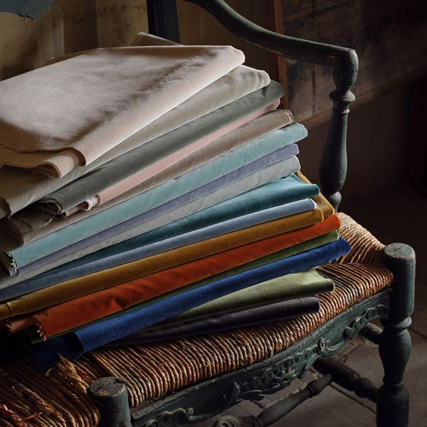 Cotton Velvet Performance Parchment Fabric by Zoffany