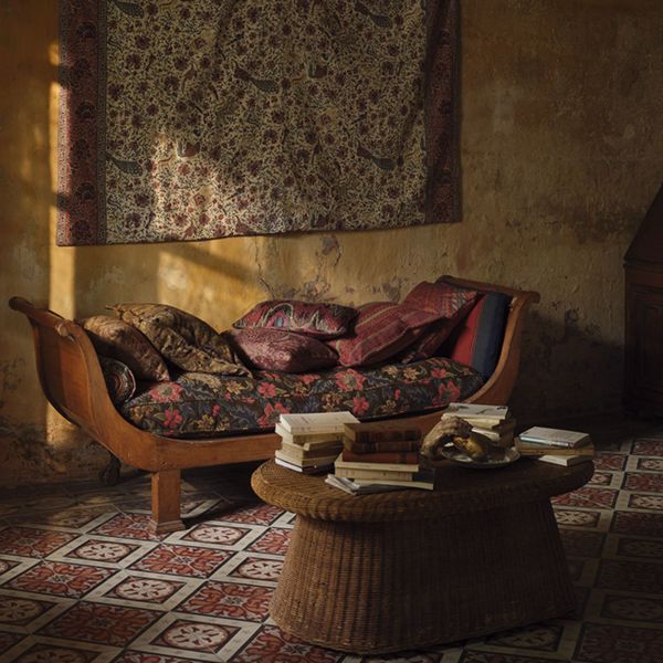 Mughal Menagerie Indigo/Madder Fabric by Zoffany