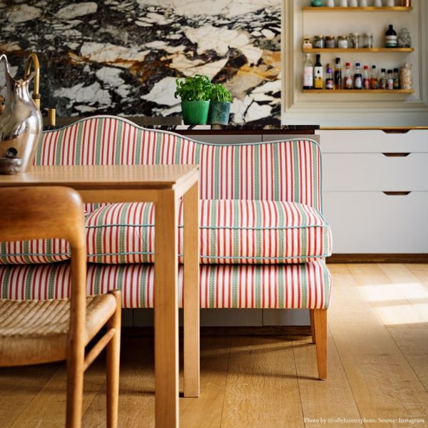 Barneby Stripe Berry/Leaf Fabric by Sanderson