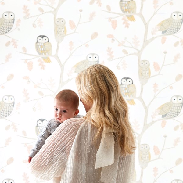 Little Owls Powder Wallpaper by Harlequin
