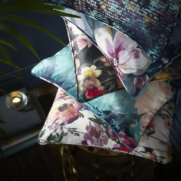 Bouquet Damson Cushions by Clarke & Clarke