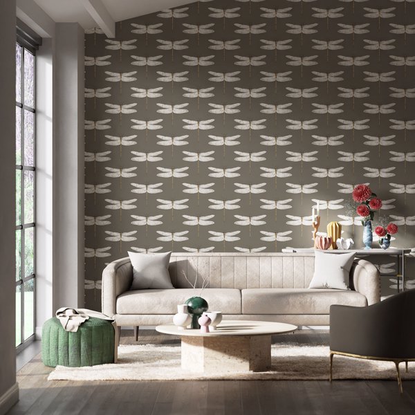 Demoiselle Graphite/Almond Wallpaper by Harlequin