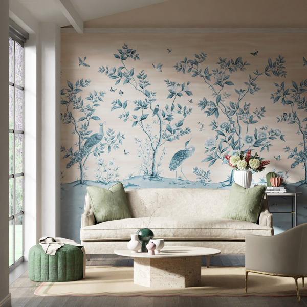 Florence Powder/ China Blue Wallpaper by Harlequin