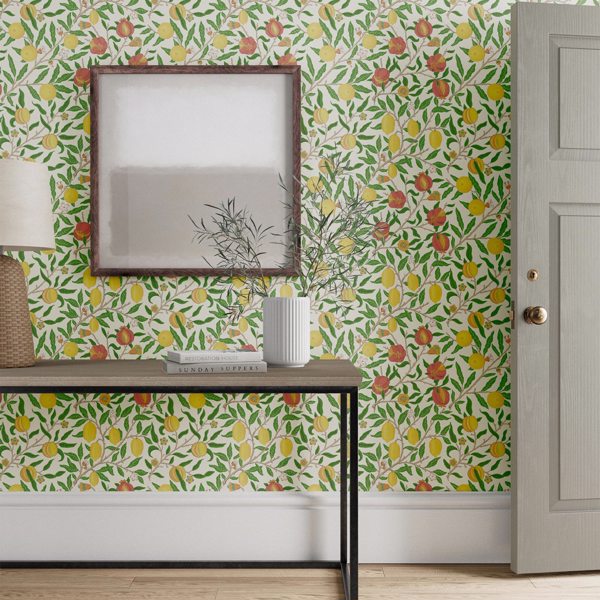Fruit Leaf Green/Madder Wallpaper by Morris & Co