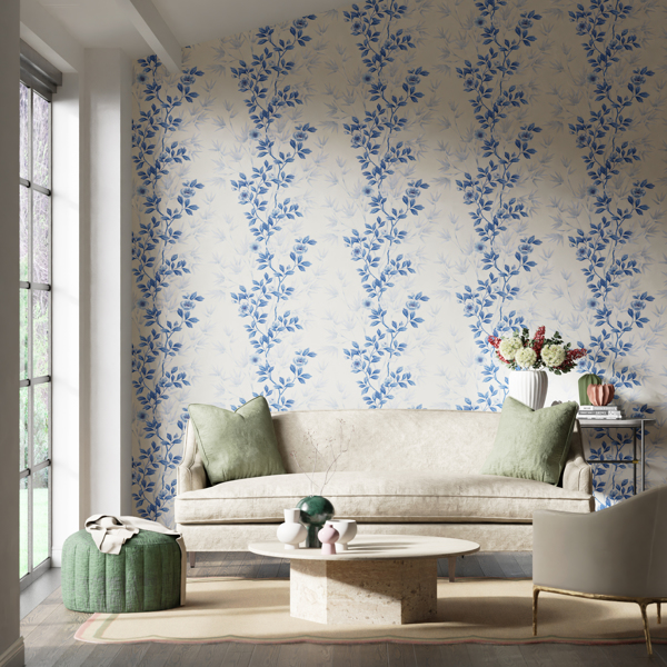 Lady Alford Porcelain / China Blue Wallpaper by Harlequin