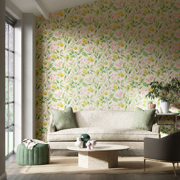 Marie Fig leaf/Honey/Blossom Wallpaper by Harlequin