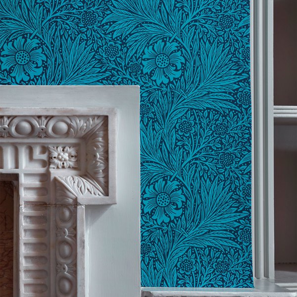 Marigold Navy Wallpaper by Morris & Co