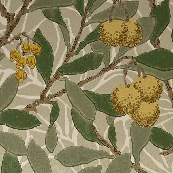 Arbutus Sage/Lemon Wallpaper by Morris & Co