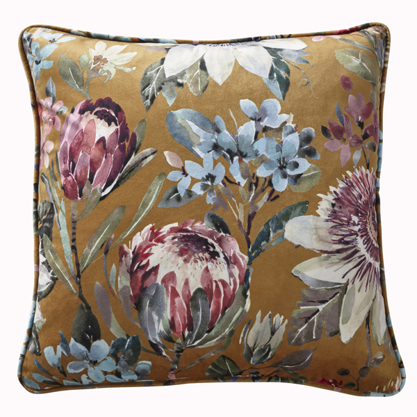 Pasionaria Cushion Ochre Cushions | Clarke & Clarke by Sanderson Design