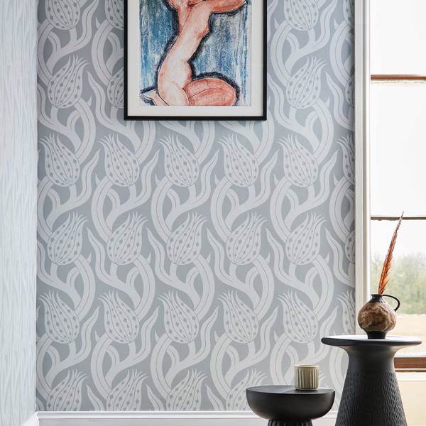 Persian Tulip Quartz Grey Wallpaper | Zoffany by Sanderson Design