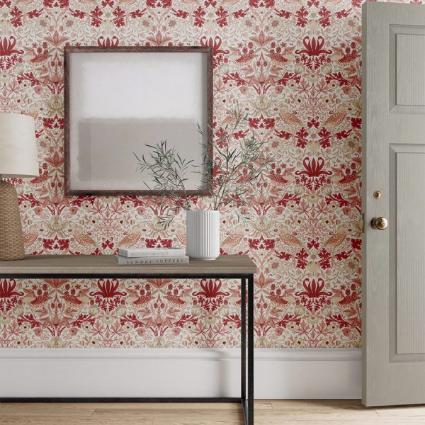Simply Strawberry Thief Madder Wallpaper by Morris & Co