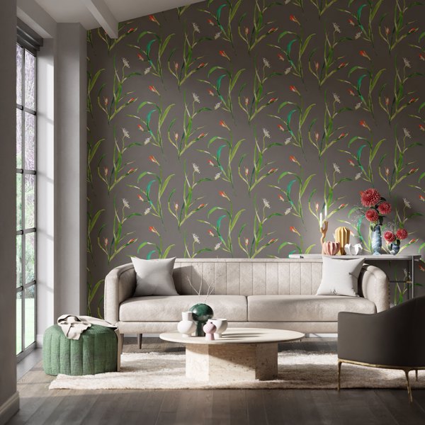 Saona Kiwi/Charcoal Wallpaper by Harlequin