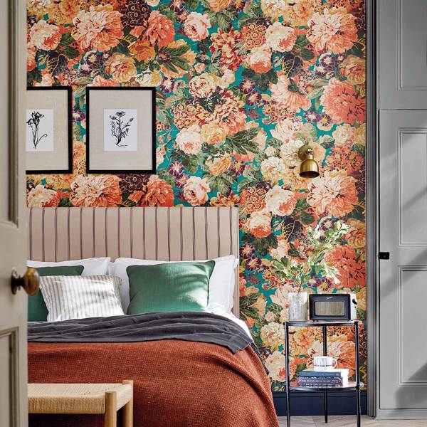 Very Rose and Peony Multi Wallpaper by Sanderson