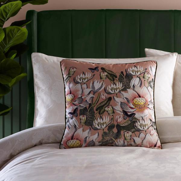 Waterlily Blush Cushions by Clarke & Clarke