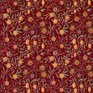 Red Floral Curtain Fabric, William Morris
