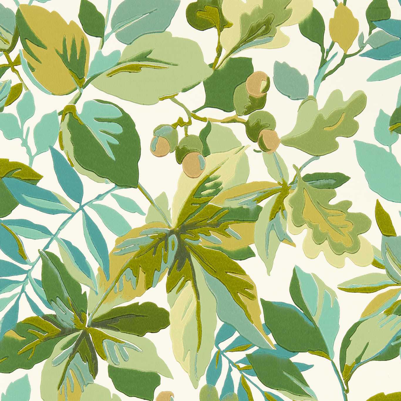 Robin's Wood Botanical Green Wallpaper by SAN