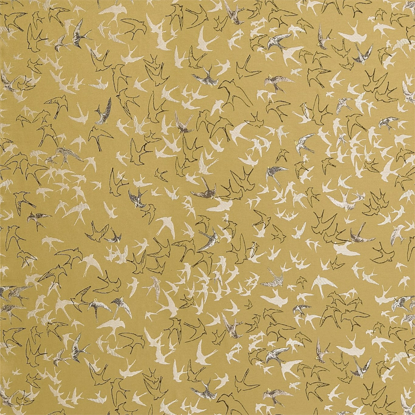 Song Birds Gold Fabric by SAN