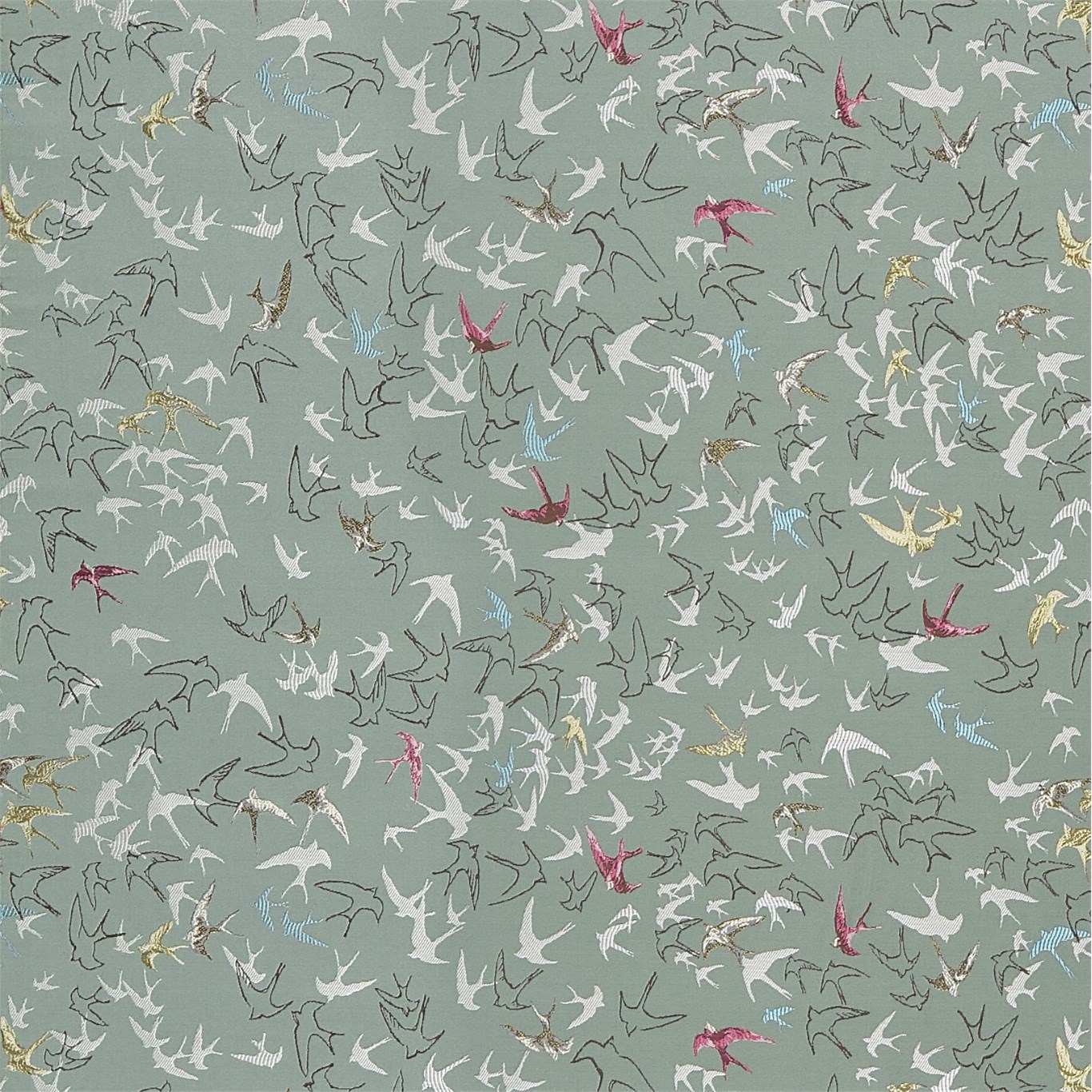 Song Birds Aegean Fabric by SAN