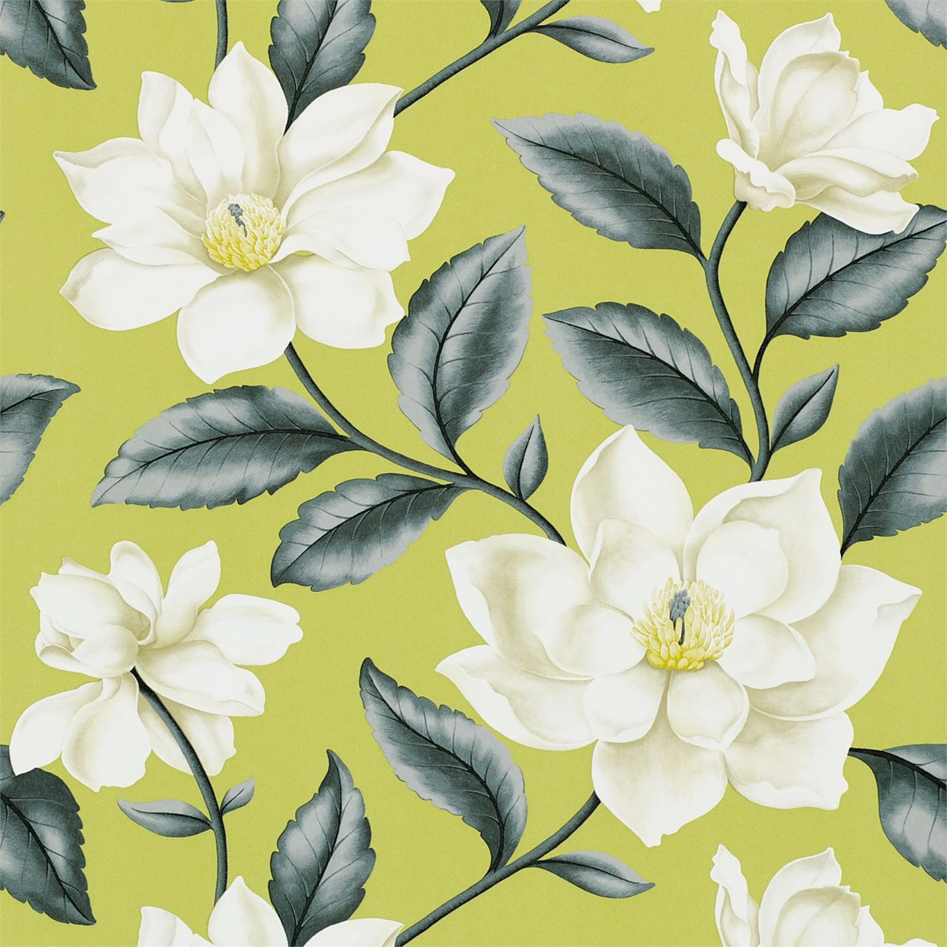 Grandiflora Chartreuse/Steel Wallpaper by SAN