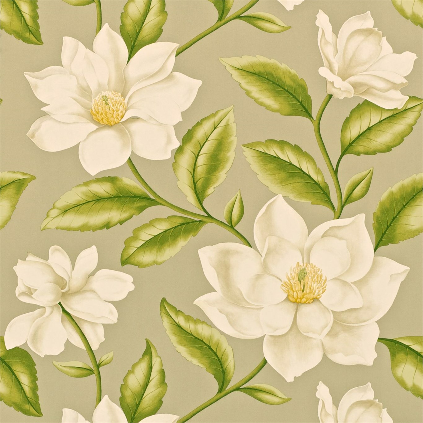 Grandiflora Linen/Olive Wallpaper by SAN