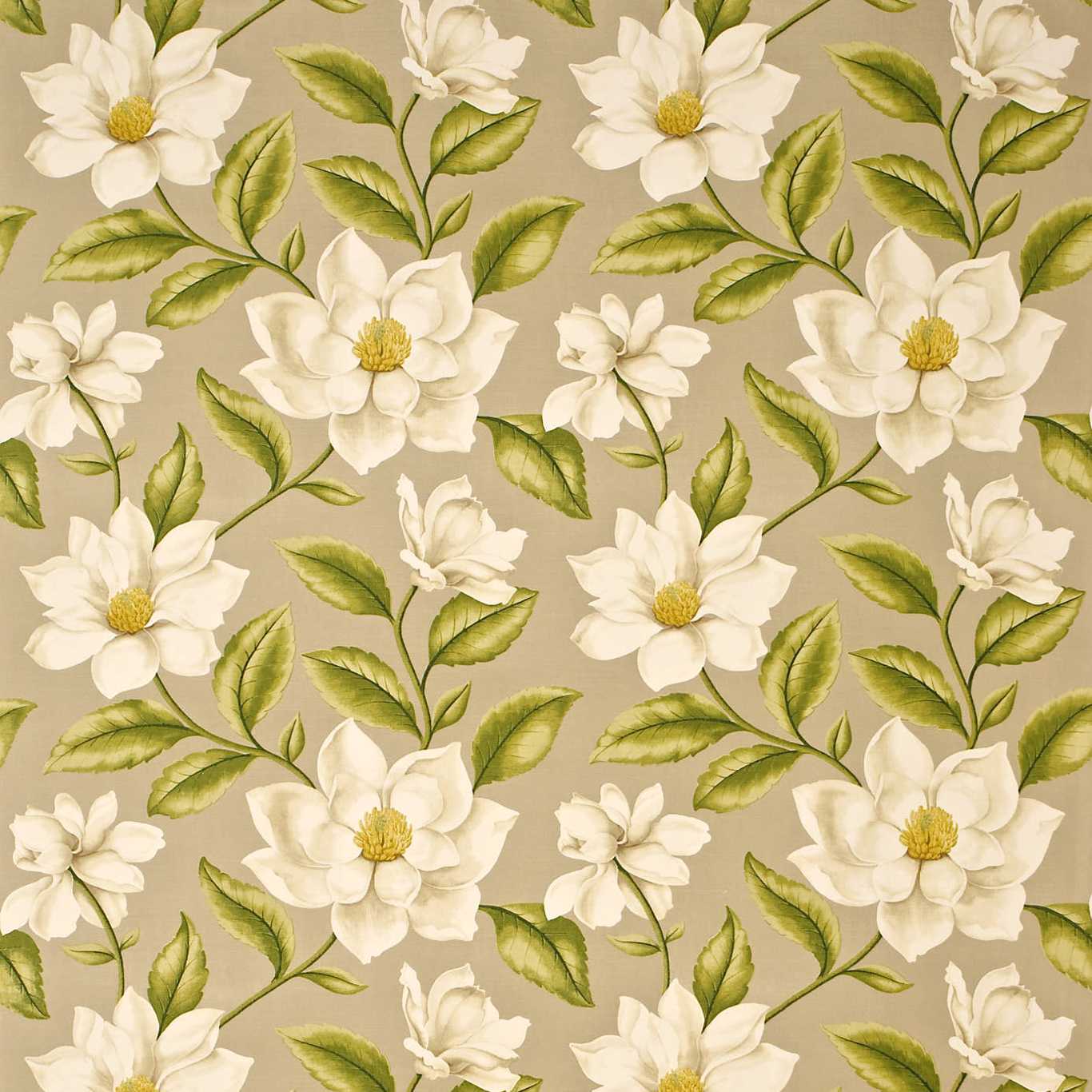 Grandiflora Linen/Olive Fabric by SAN