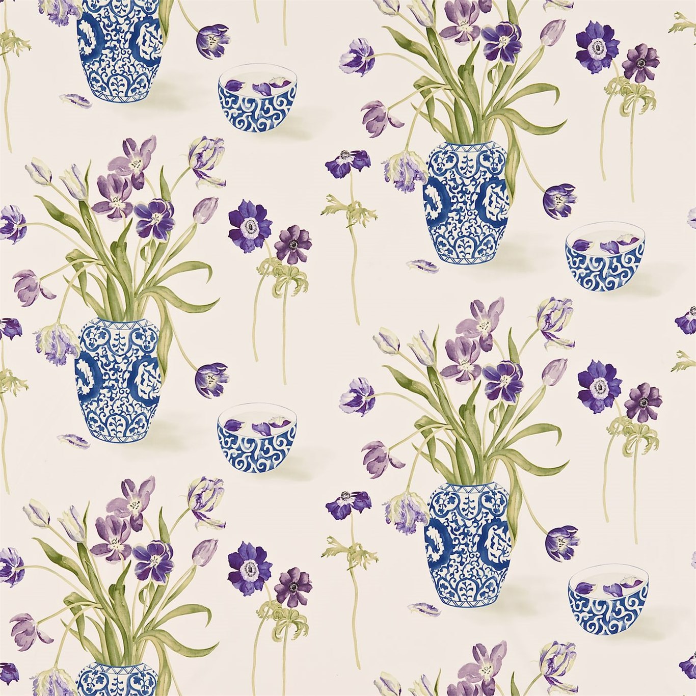 Painters Garden Amethyst/Indigo Fabric by SAN