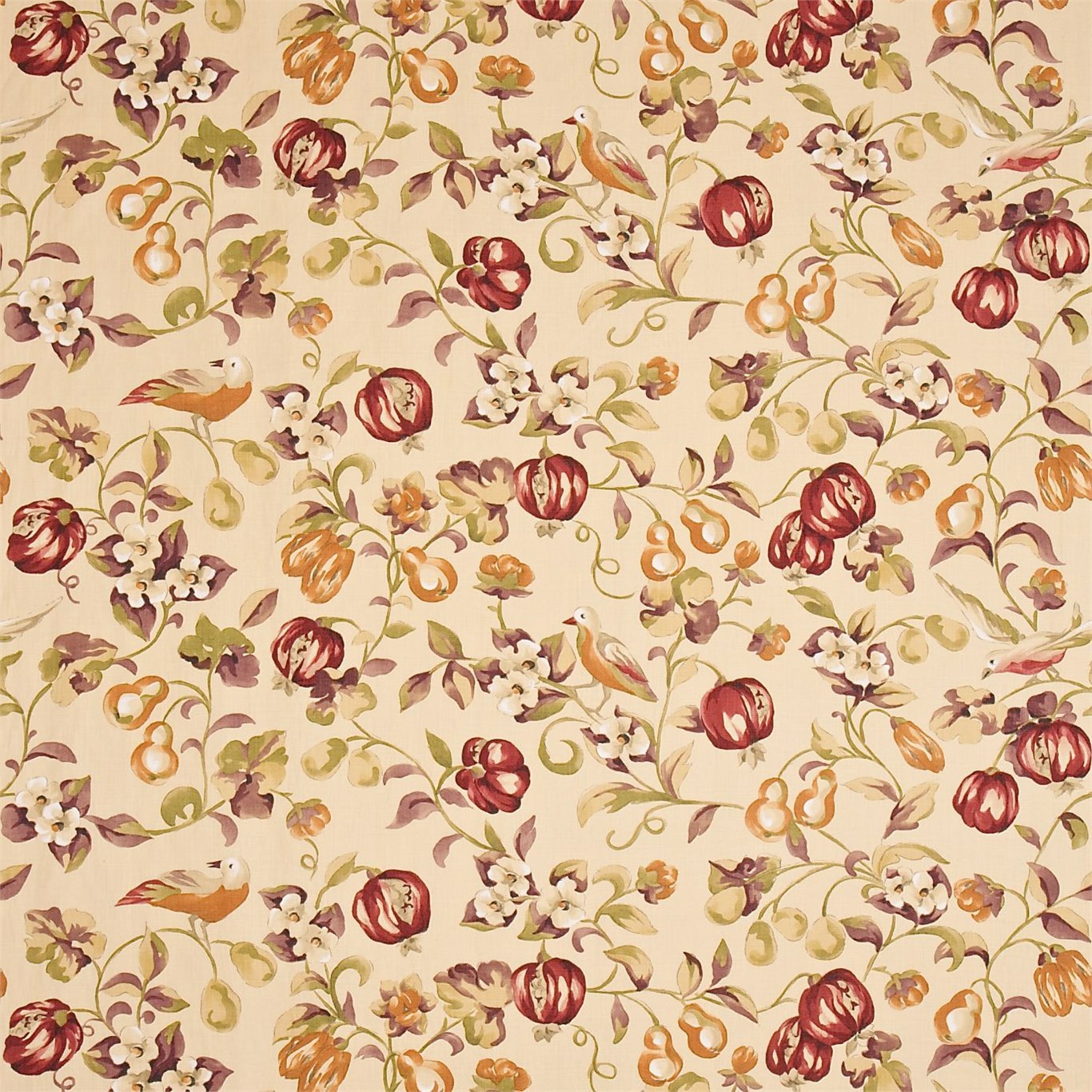 Pear & Pomegranate Mandarin/Damson Fabric by SAN