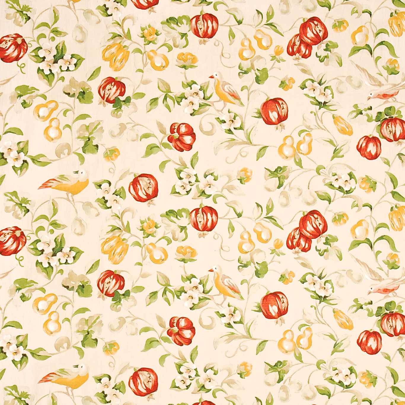 Pear & Pomegranate Lemon/Vermillion Fabric by SAN