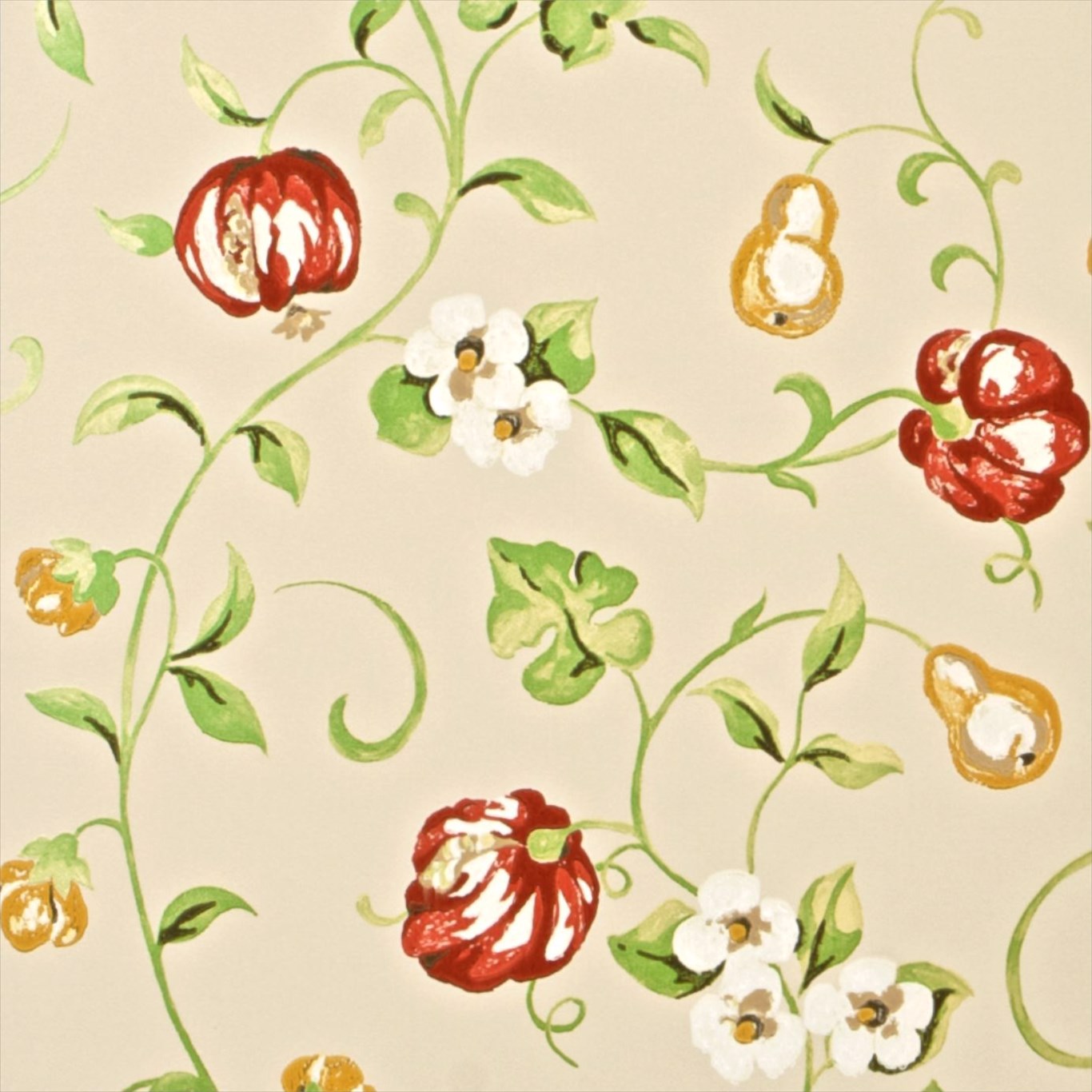 Pear & Pomegranate Lemon/Vermillion Wallpaper by SAN