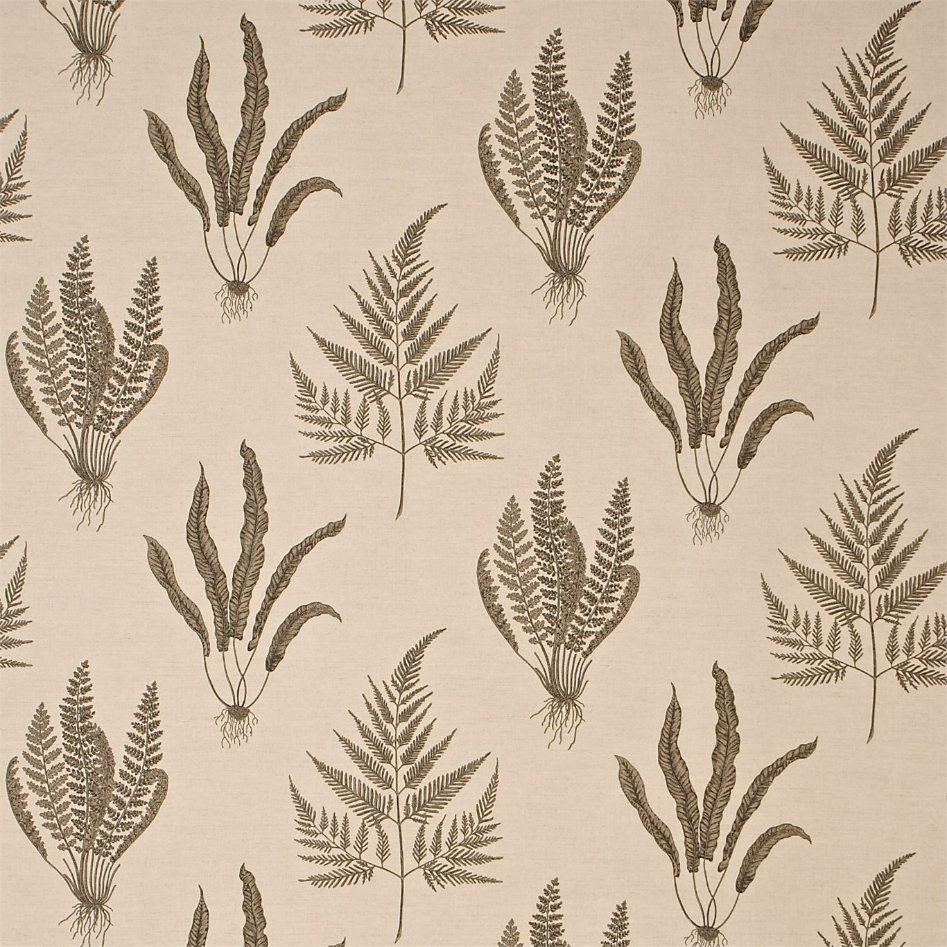 Woodland Ferns Linen Fabric by SAN