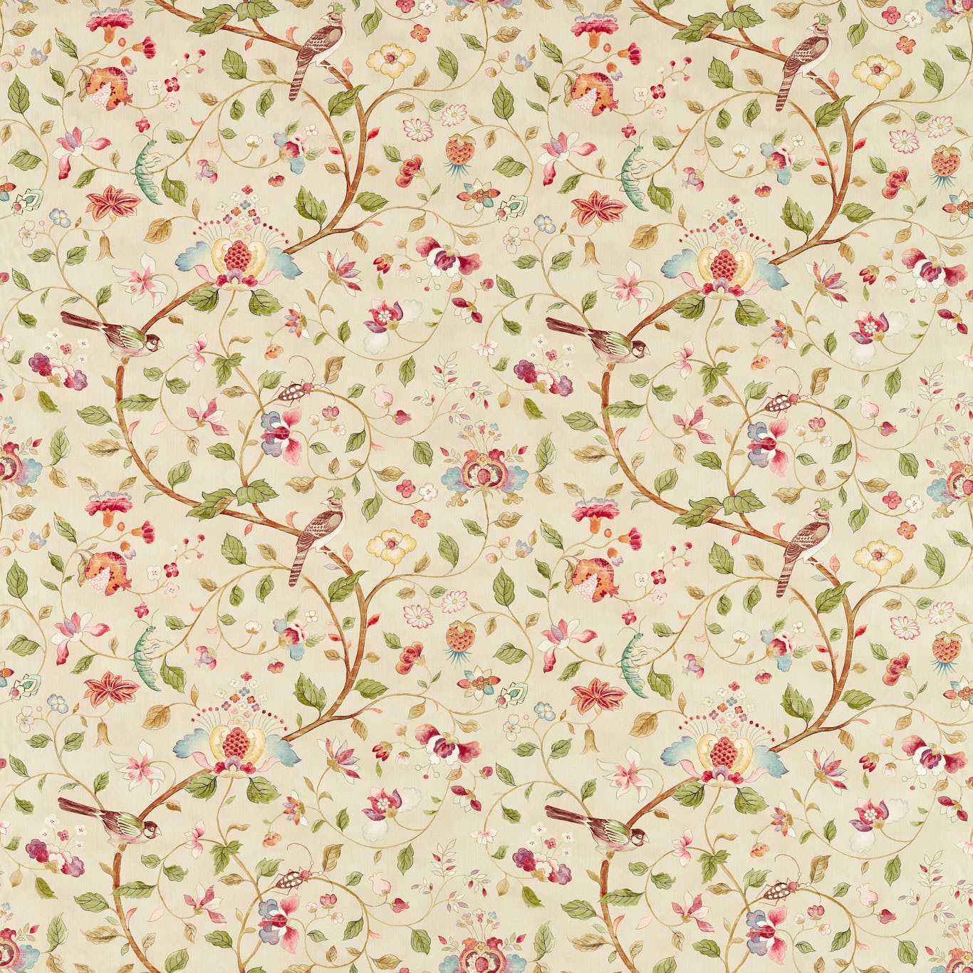Aril’s Garden Olive/Mulberry Fabric by SAN