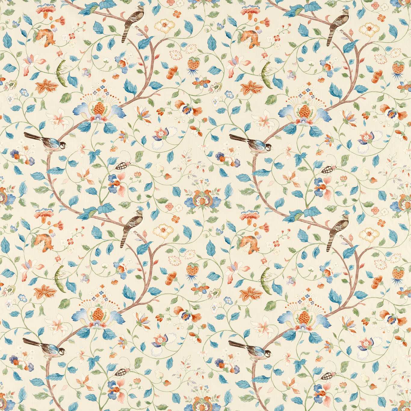 Aril’s Garden Teal/Russet Fabric by SAN