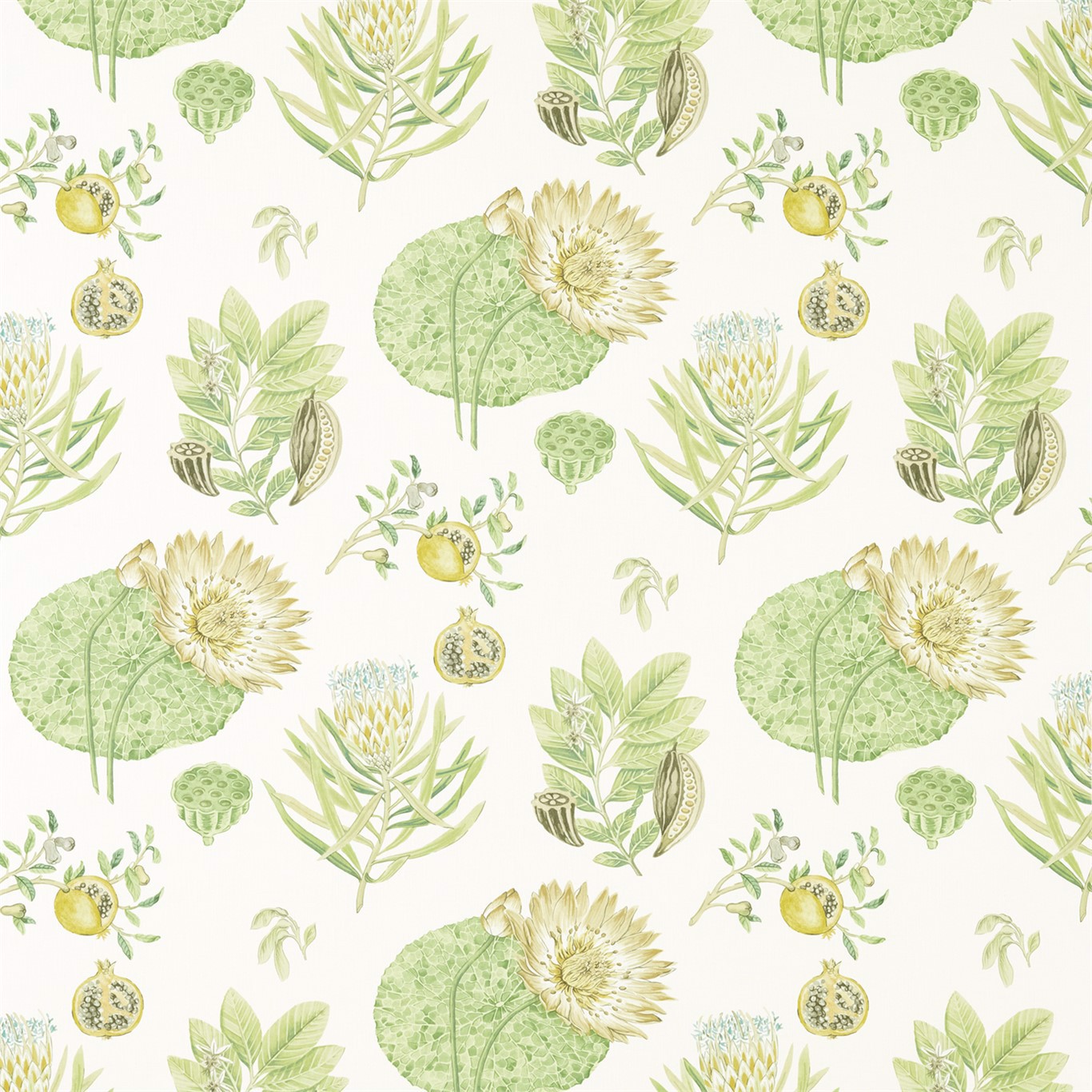 Lily Bank Garden Green Fabric by SAN