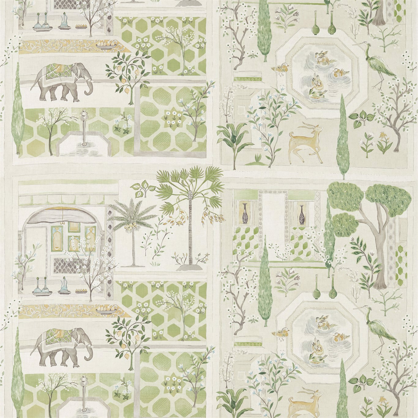 Sultans Garden Garden Green Fabric by SAN