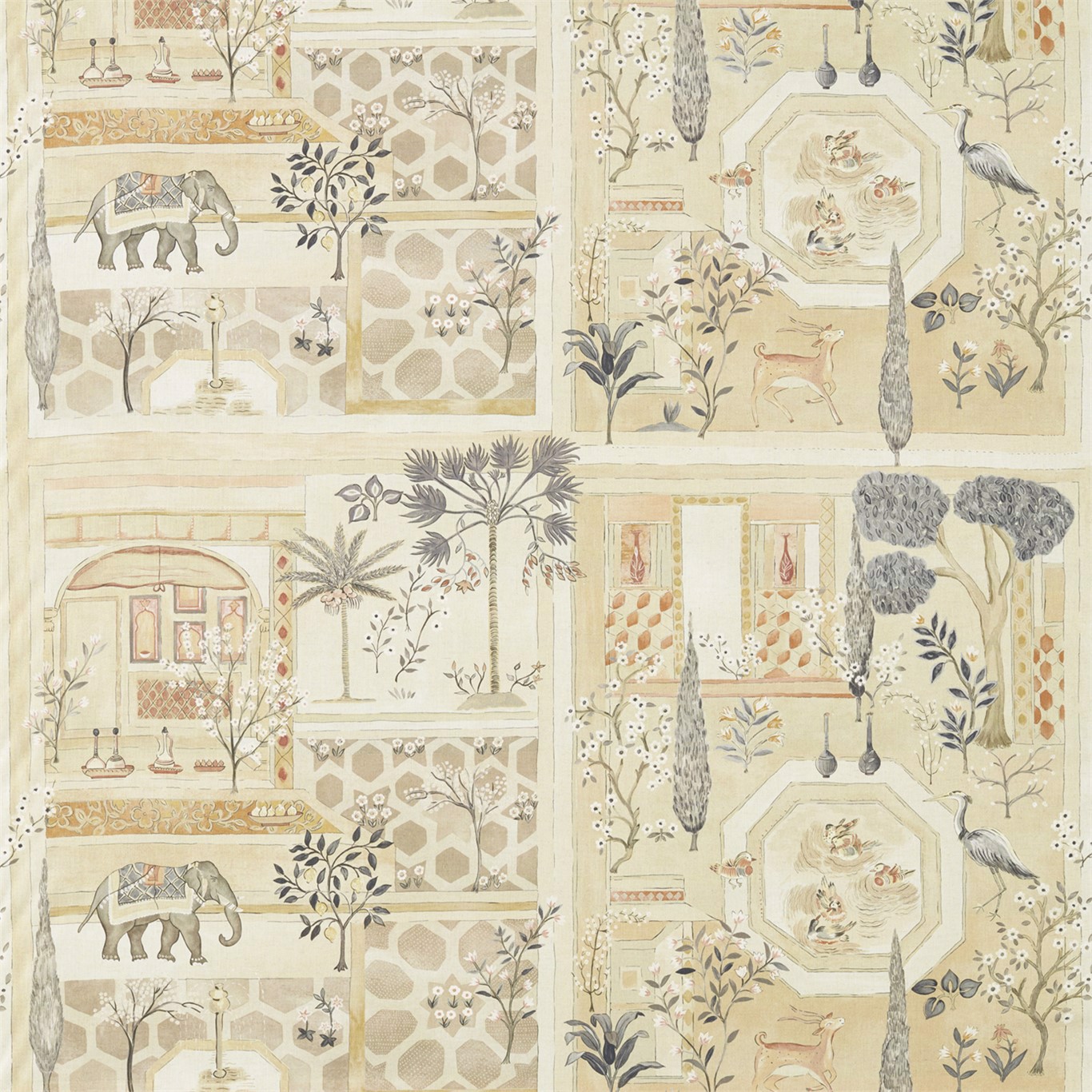 Sultans Garden Sepia/Amber Fabric by SAN