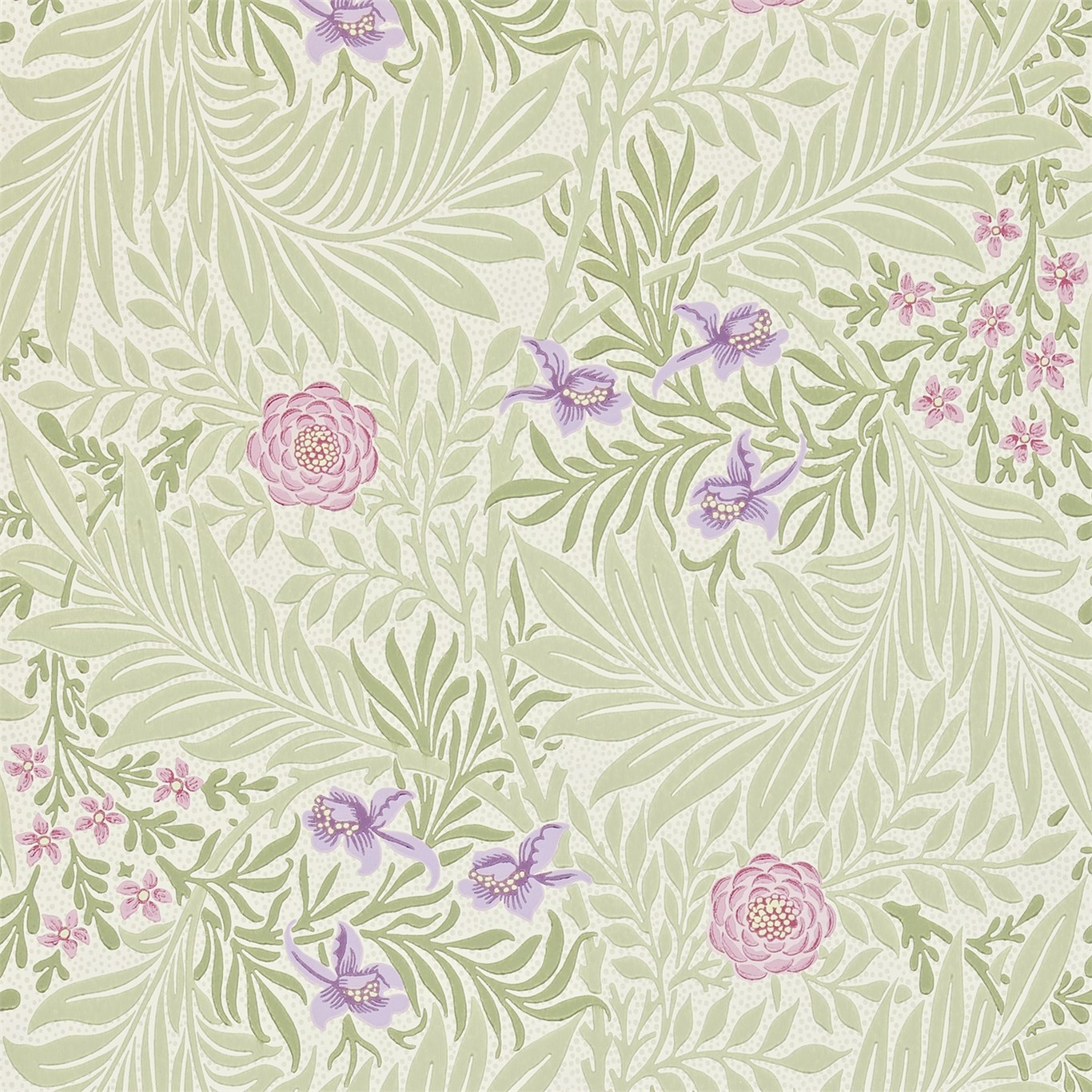 Larkspur Olive/Lilac Wallpaper by MOR